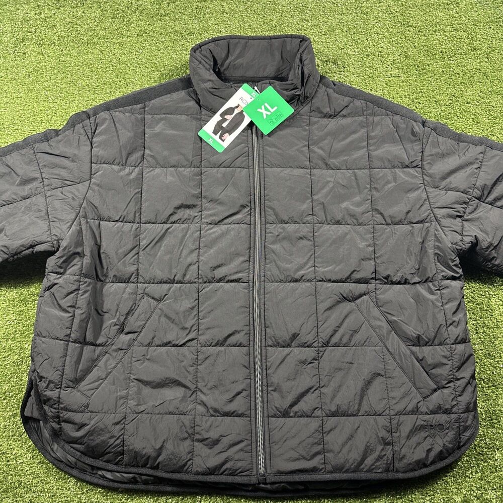 ROXY QUILTED PUFFER JACKET FULL ZIP POCKETS SIZE XL COLOR Black